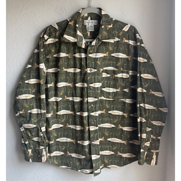 Crossings Other - Vintage Crossings Fish all over print 100% Cotton button down shirt Size Large